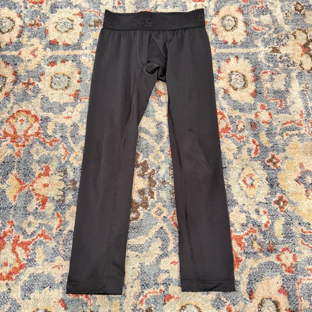BCG Compression Leggings Boys Size S 8 Black Performance Athletic EUC